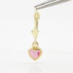 14K Yellow gold Heart chandelier earrings for Children/Kids web462 2