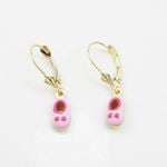 14K Yellow gold Baby shoe chandelier earrings for Children/Kids web467 4