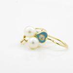 14K Yellow gold Heart and pearl hoop earrings for Children/Kids web55 4