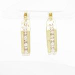 Womens 10k Yellow gold White cz fancy square hoop earring ELMI20 2