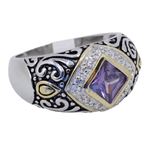 "Ladies .925 Italian Sterling Silver Purple Violet synthetic gemstone ring SAR14 6