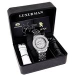Luxurman Mens Diamond Watch 0.25ct on the Bezel of the Stainless Steel Case. 4