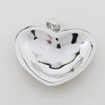 Silver heart colored stone pendant SB53 26mm tall and 24mm wide 4