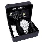 Mens Wristwatches Luxurman Mens Diamond Watch 0.25ct Stainless Steel Case Band 4