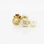 14K Yellow gold Flower pearl stud earrings for Children/Kids web93 2