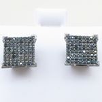 Mens .925 sterling silver Black 8 row square earring MLCZ35 5mm thick and 10mm wide Size 2