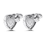 Platinum Natural Diamond Shiny Heart Earrings St-2