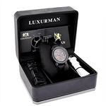 Luxurman Watches: Black Diamond Watch Genuine Leather Band for Women 2.15 carats 4