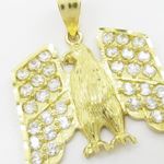 Mens 10k Yellow gold White gemstone eagle charm EGP78 2