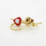 14K Yellow gold Simple heart hoop earrings for Children/Kids web63 4