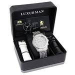 Iced Out Watches: Luxurman Mens Genuine Diamond Watch 1.25ct Heavy band 4