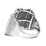 "White and Black Diamond Ring for Men Sterling Silver by LUXURMAN (1 Ct