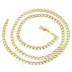 "10K 22"" long Yellow Gold 4.4mm wide Curb Cuban Italy Lite Chain Necklace with Lobster Clasp FJ-100