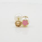 14K Yellow gold Pearl flower stud earrings for Children/Kids web3 2