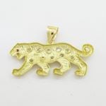 Mens 10k Yellow gold Red and white gemstone cougar charm EGP86 4