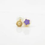 14K Yellow gold Pearl flower stud earrings for Children/Kids web6 2