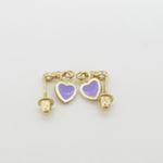 14K Yellow gold Thin heart cz chandelier earrings for Children/Kids web509 4