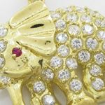 Womens 10k Yellow gold White and red gemstone elephant charm EGP34 2