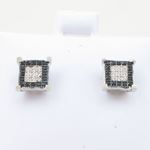 Mens .925 sterling silver Black and white 5 row square earring MLCZ48 5mm thick and 8mm wide Size 2