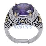 "Ladies .925 Italian Sterling Silver Purple Violet synthetic gemstone ring SAR6 6