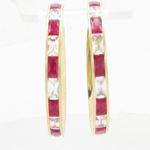 Womens 10k Yellow gold Pink white cz hoop earring ELMI2 2