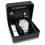 Luxurman Mens Diamond Watch 0.50 ct Silver Tone Stainless Steel Case 4