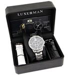 Mens Real Diamond Watch by Luxurman Liberty 0.2ct Swiss Movement Steel Band 4