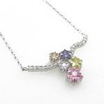 "Ladies .925 Italian Sterling Silver multi color pendant chain Chain - 16 inches ( L - 16mm