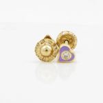 14K Yellow gold Heart cz stud earrings for Children/Kids web152 2