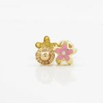 14K Yellow gold Flower stud earrings for Children/Kids web11 2