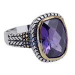 "Ladies .925 Italian Sterling Silver Purple Violet synthetic gemstone ring SAR26 6