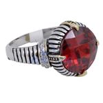 "Ladies .925 Italian Sterling Silver Ruby Red synthetic gemstone ring SAR10 6