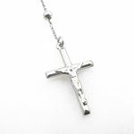 "Mens .925 Italian Sterling Silver white beaded rosary Length - 20 inches Width - 4mm (extender - 4.