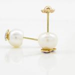 14K Yellow gold Butterfly pearl stud earrings for Children/Kids web78 4