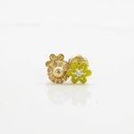 14K Yellow gold Flower cz stud earrings for Children/Kids web23 2