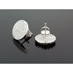 Sterling Silver Unisex Fashion Round Hand Set Stud Earrings ME0219d 2