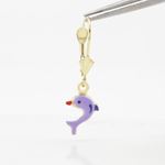 14K Yellow gold Dolphin chandelier earrings for Children/Kids web403 2