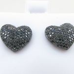 Womens .925 sterling silver Black heart earring 5mm thick and 13mm wide 2