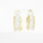 Womens 10k Yellow gold White cz hoop earring ELMI8 2