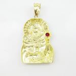 Mens 10k Yellow gold White and red gemstone mary charm EGP14 4