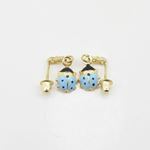 14K Yellow gold Bettle cz chandelier earrings for Children/Kids web496 4