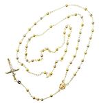 10K 2TONE Gold HOLLOW ROSARY Chain - 30 Inches Long 4.02MM Wide 2