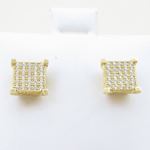 Mens .925 sterling silver Yellow 5 row square earring MLCZ45 5mm thick and 8mm wide Size 2