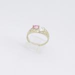 10k Yellow Gold Syntetic pink gemstone ring ajr67 Size: 8 2