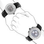 His and Hers Real Diamond Matching Watch Set 1.05ct Chronograph by Centorum 4