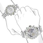 Matching Unique His and Hers Luxurman White Yellow Blue Diamond Watch Set 6.25ct 4