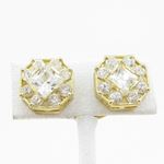 Mens 10k Yellow gold Octagon white cz stud earring ELMI25 2