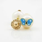14K Yellow gold Butterfly pearl stud earrings for Children/Kids web79 2