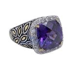 "Ladies .925 Italian Sterling Silver Purple Violet synthetic gemstone ring SAR36 6