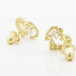 14K Yellow gold Dual heart cz stud earrings for Children/Kids web287 4